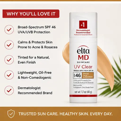 EltaMD UV Clear Tinted Broad-Spectrum SPF 46 Facial Sunscreen – 1.7 oz Eshoppingmart