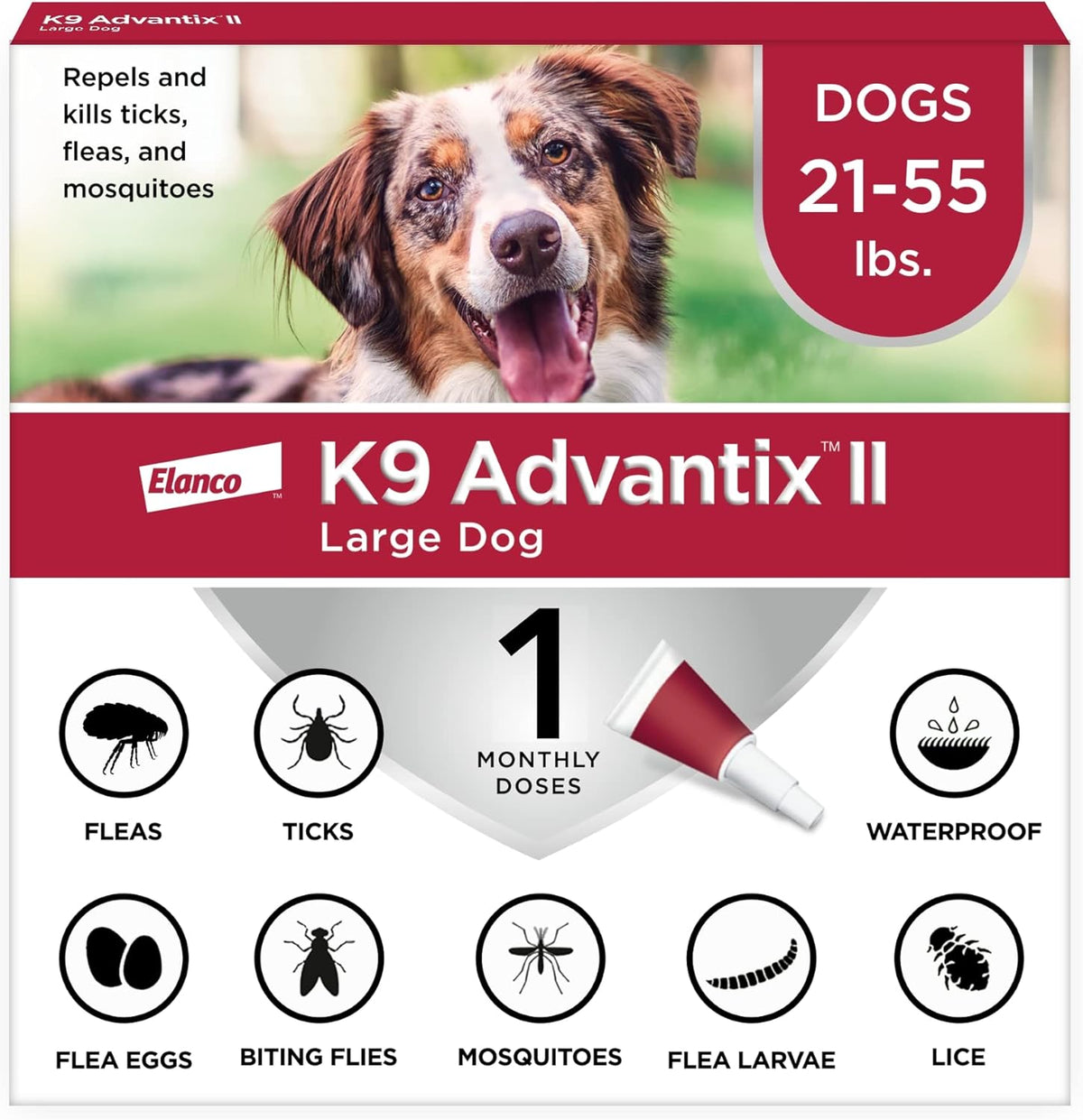 K9 Advantix II Flea & Tick Topical for Large Dogs 21–55 lbs., 6ct