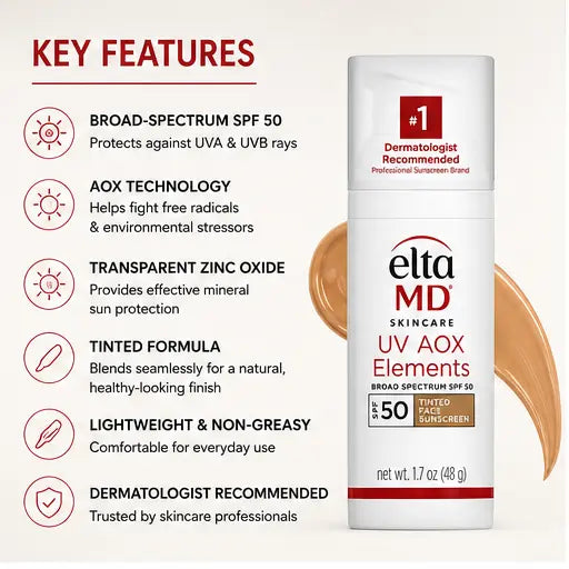 EltaMD UV AOX Elements Broad-Spectrum SPF 50 Tinted Face Sunscreen & Moisturizer – 1.7 oz Eshoppingmart