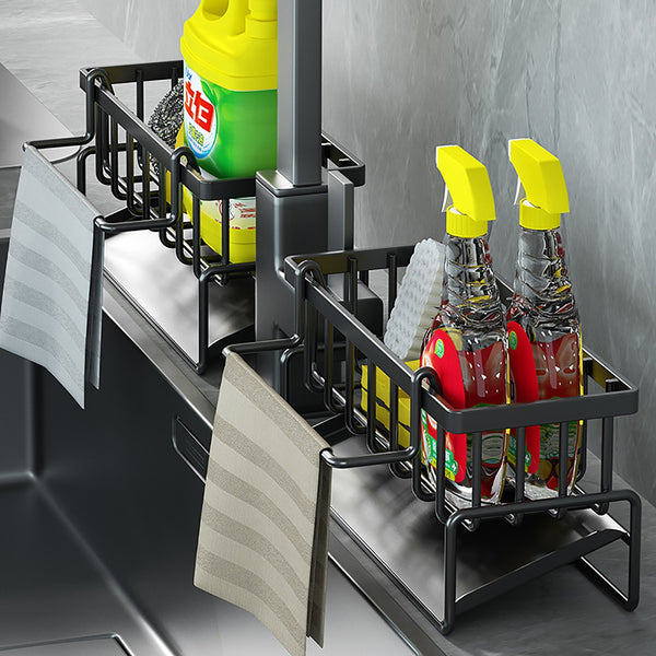 Kitchen Sink Caddy Basket Drain Rack Sponge Dishcloth Holder Storage Organizer