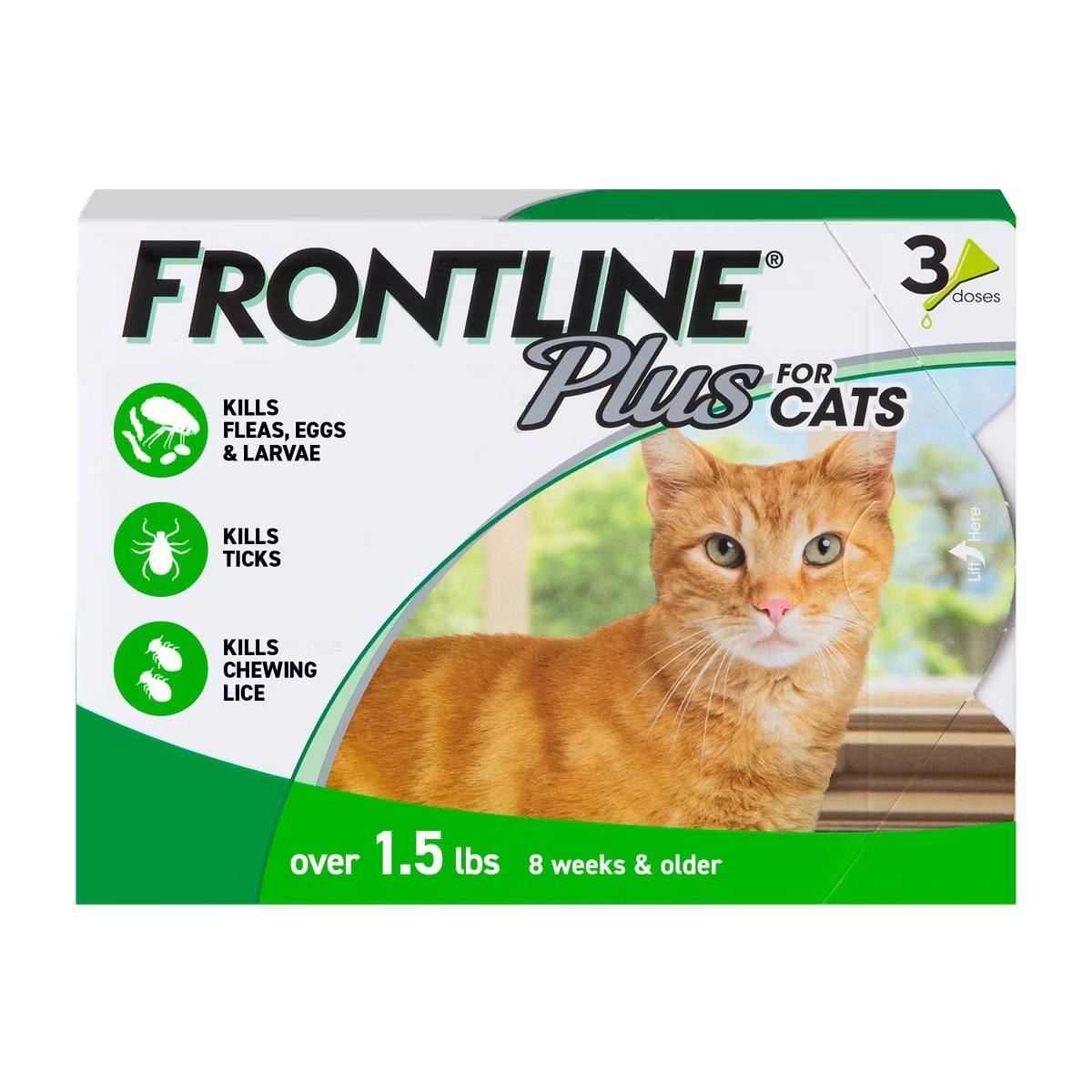 Frontline Plus Flea and Tick Treatment for Cats and Kittens - 8 weeks and older - 3 Doses