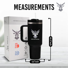Greater Range Up-Graded 40 Oz Stainless Steel Double Wall Vacuum Insulated Travel Mug, with Two Lids & Straw, Black-Matte Finishing Eshoppingmart