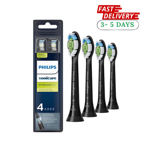 Philips Sonicare W DiamondClean Replacement Toothbrush Heads – 4 Pack, Black HX6064/95 Eshoppingmart