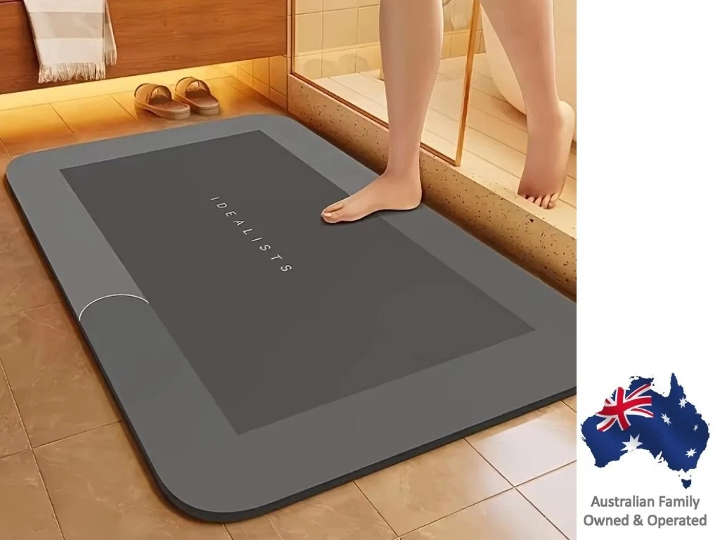 Diatomaceous Earth Bath Mat – Super Absorbent, Fast-Drying, Non-Slip Floor Mat, Grey Eshoppingmart