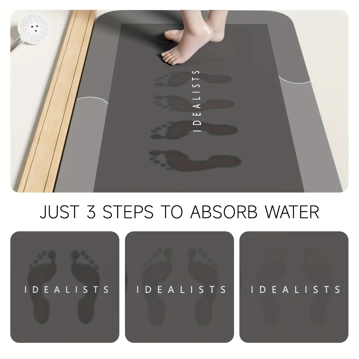 Diatomaceous Earth Bath Mat – Super Absorbent, Fast-Drying, Non-Slip Floor Mat, Grey Eshoppingmart