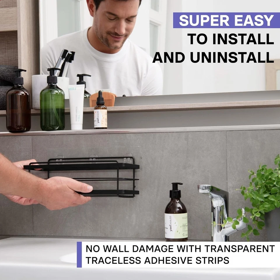 2-Pack Large Adhesive Shower Organizer – Rust-Resistant Stainless Steel Bathroom Caddy, No-Drill Installation Eshoppingmart