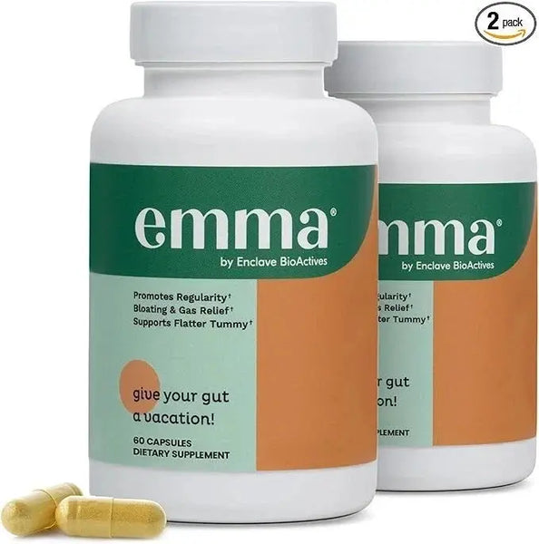 (2 pack)Emma Bloating & Gas Relief Supports Flatter Tummy by Enclave BioActives – 60 Capsules
