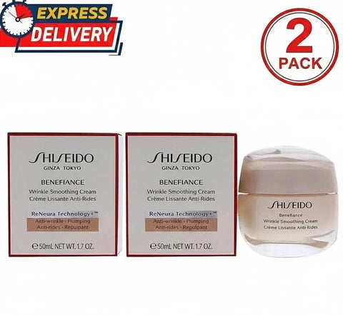 Shiseido Benefiance Wrinkle Smoothing Cream 1.7oz -50ml Sealed (2 Pack ) NIB Eshoppingmart
