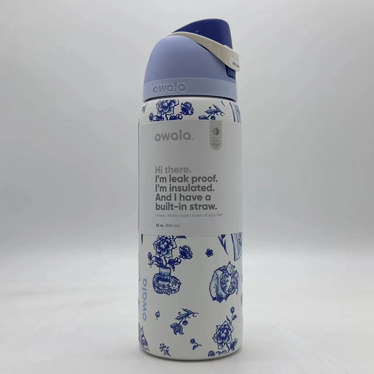 Owala FreeSip 32oz Water Bottle Delft Cats Limited Edition