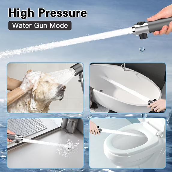 Ion Drops Filtered Shower Head with Handheld, High-Pressure Spray Modes &amp; Power Wash Function – Grey Eshoppingmart