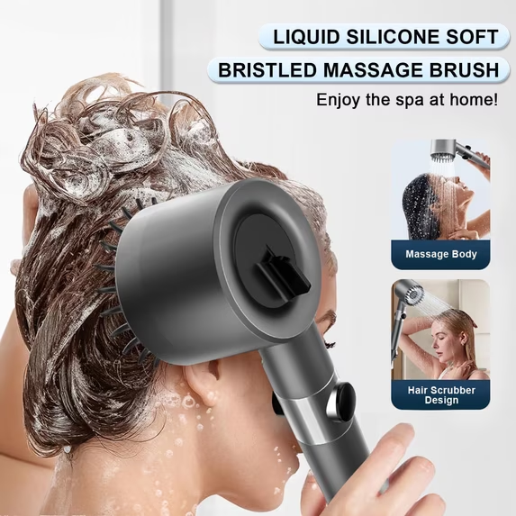 Ion Drops Filtered Shower Head with Handheld, High-Pressure Spray Modes &amp; Power Wash Function – Grey Eshoppingmart